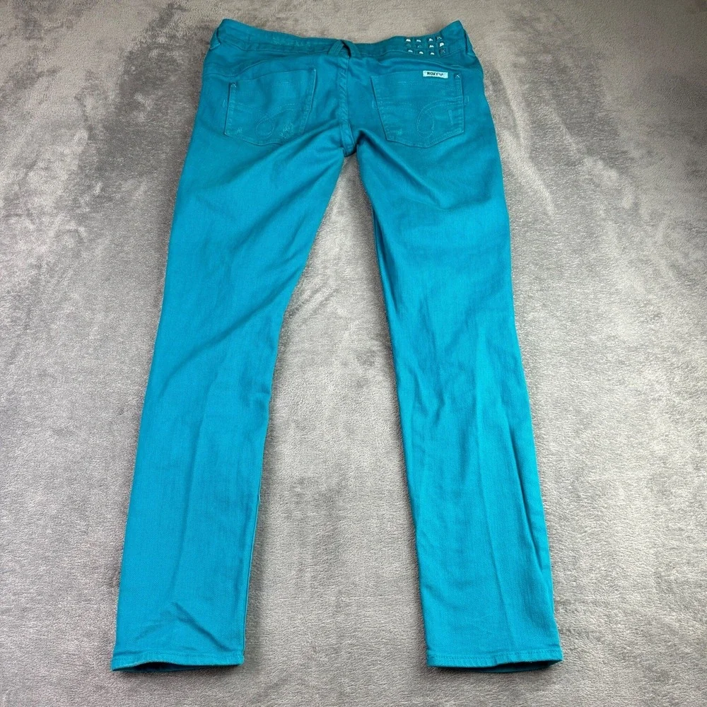 Roxy Women's 9 32x28 Super Skinny Jeans Teal Blue Distressed Retro Grunge Street